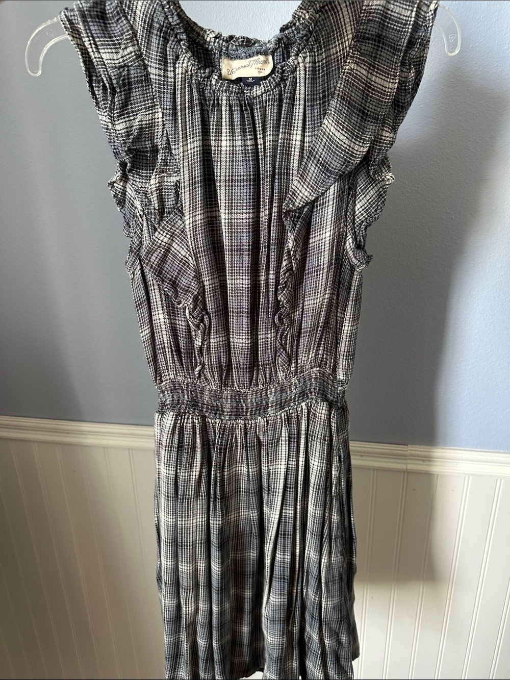 Universal Thread Black and White Plaid Ruffle Sundress